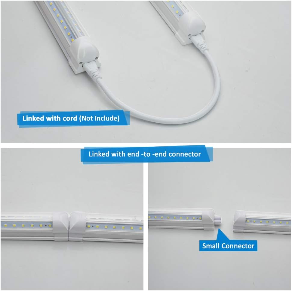 T8 LED Light Fixture -2FT 1680lm 14W Under Cabinet Lighting, 6500k White, Ceiling and Utility Shop Light, Corded Electric with Built-in ON/Off Switch (Pack of 2) - - 