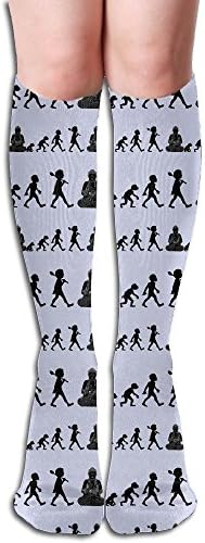 Evolution Buddha Funny 3D Printed Men's Thigh High Long Leg Warmers Crew Cotton Socks 19.68in