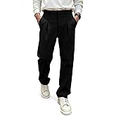 JMIERR Men's Baggy Pants Pleated Wide Leg Casual Dress Loose Fit Slacks Trousers
