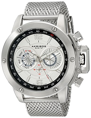 Akribos XXIV Men's AK515SSW Conqueror Stainless Steel Watch With Mesh Bracelet