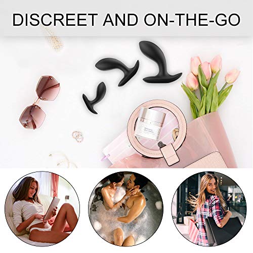 Butt Plug Trainer Kit for Comfortable Long-Term Wear,3Pcs Silicone Anal Plugs Training Set with Flared Base Prostate Massager Adult Sex Toys for Men and Women