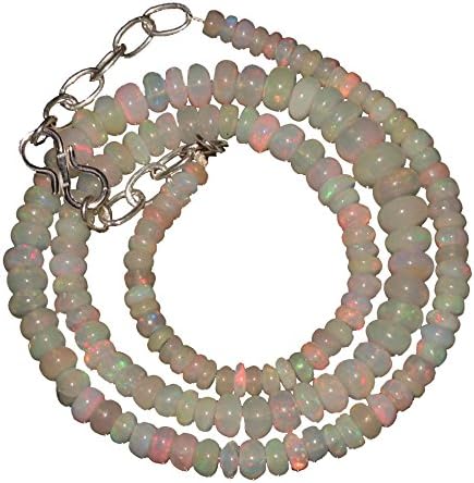 62 CTW 3.5 to 7 mm 16" Multi colour Ethiopian Opal Stone Beads Necklace 94806