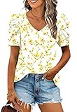 CATHY Womens Summer Tshirt Short Puff Sleeve Tunic