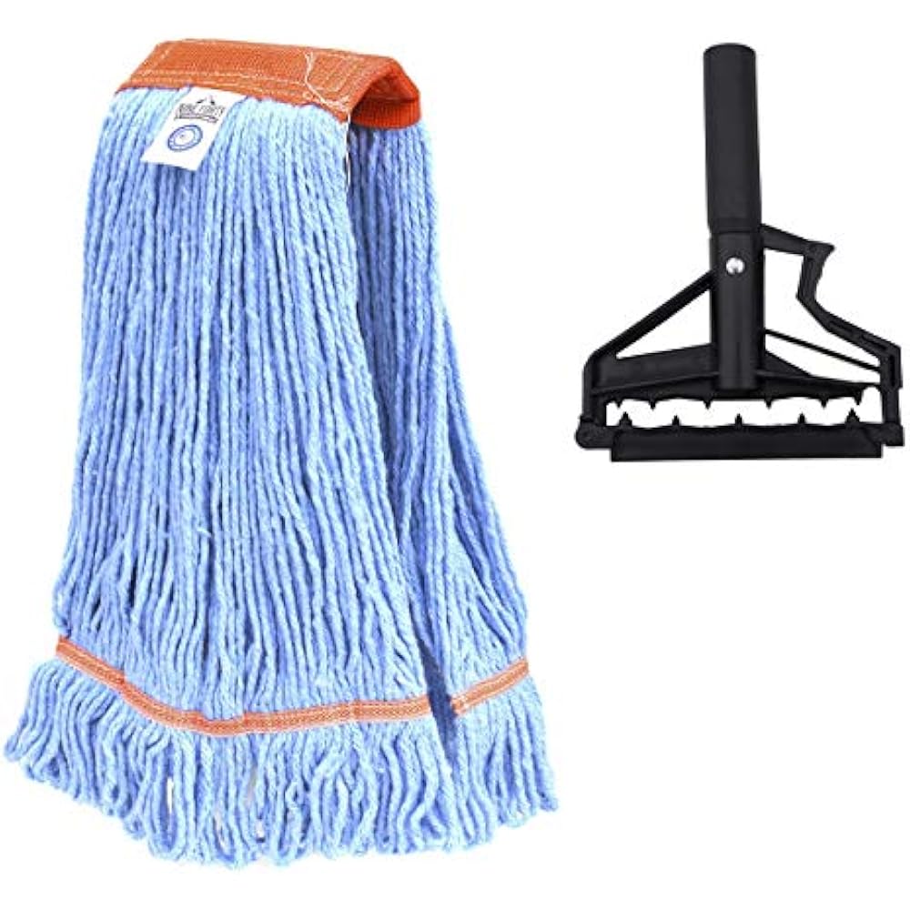 Commercial USA Looped End Wet Mop Head Aluminum Extension Handle Flip