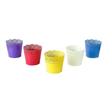 TrustBasket Lace Planter-Set of 5 (Yellow, Teal, Pink, Ivory, Purple)