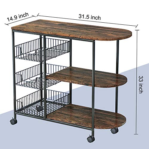 LENTIA 3Tier Kitchen Island Cart Trolley Industrial Microwave Oven