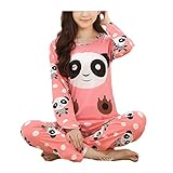 RAYYEE Big Girls' Long Sleeve Round Neck Pajama Sleep Set Cartoon Sleepwear