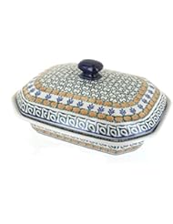 Polish Pottery Herb Garden Medium Covered Baking Dish