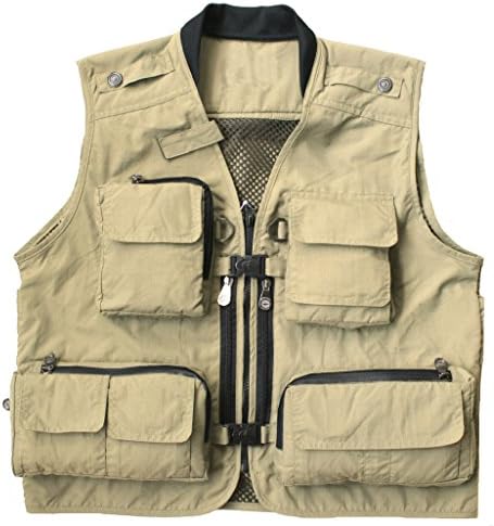 ChenHang Men's Fly Fishing Vest Photography Jacket Travelling Vest Khaki M