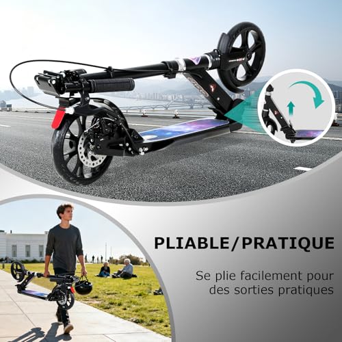 ISE Folding Scooter with 2 Aluminium Wheels, Adjustable Handlebar Height, Double Shock Absorption and Braking System, Ferris Wheel with Non-Slip Tyre, for Adults and Teens from 12 Years to 100 kg