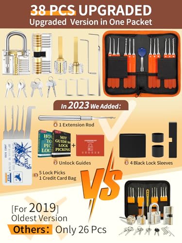 30+4 Piece Eventronic 30 Piece Lock Picking Kit, Training Tools with 4 Transparent Lock Padlocks, for Beginner and Pro Locksmiths