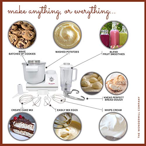 Powerful Electric Grain Mill Grinder and Dough Kitchen Mixer Bundle for Home and Professional