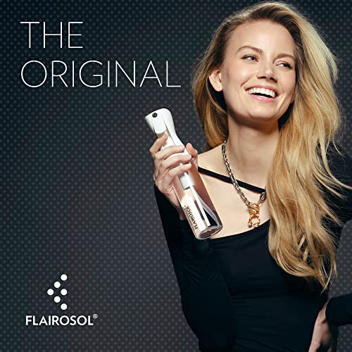 FLAIROSOL, The Original, Spray Bottle, Continuous Mister for Hair and Beauty, Home care and 1,001 uses. Trusted by Professionals. Patented Technology. 300ml, Clear Bottle, Black Print