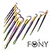 FONY Mermaid Makeup Brushes 10 Pcs Professional Makeup Brush Set, Premium Silky Soft Synthetic Bristles with Mermaid Handle Cosmetics Brush Kit (10,Dark)