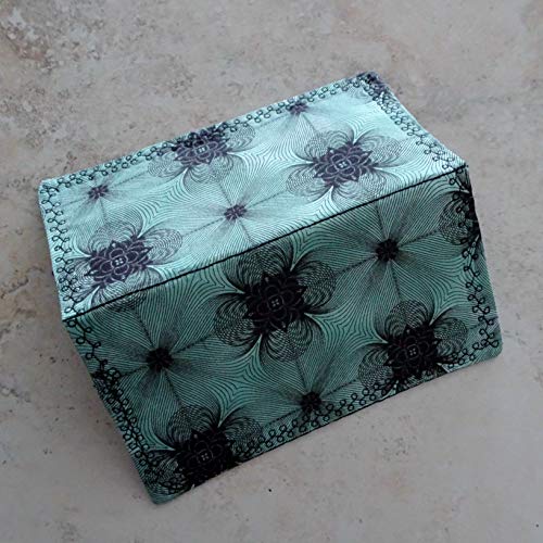 Checkbook Cover - Billfold Wallet - Teal and Black Spirograph Design Fabric Check Case - Wallet for Receipts