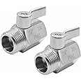 beduan 3/4" Shut Off Valve GHT Thread Stainless Steel Garden Hose Heavy Duty Connector (2 PCS)