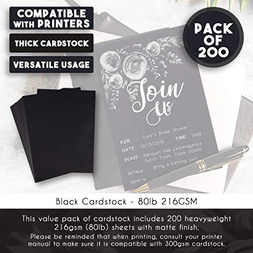 Card Stock, Black Stationary Paper for Post Cards and Crafts (5 x 7 In, 150 Pack) - Thumbnail 3