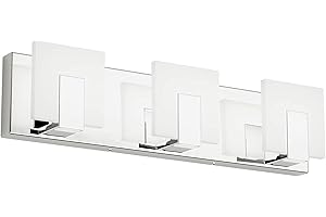 Aipsun 3 Lights Modern LED Vanity Light for Bathroom Frosted White Acrylic Chrome Up and Down Bathroom Wall Light Fixtures Over Mirror(White Light 6000K)