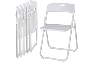 Karl home 6 Pcs Folding Chair, 300LBS Lightweight Foldable Plastic Chair, Reinforced Metal Frame Easy to Fold & Store for Indoor & Outdoor, Wedding, Party, Meeting Room, Patio and Garden, White