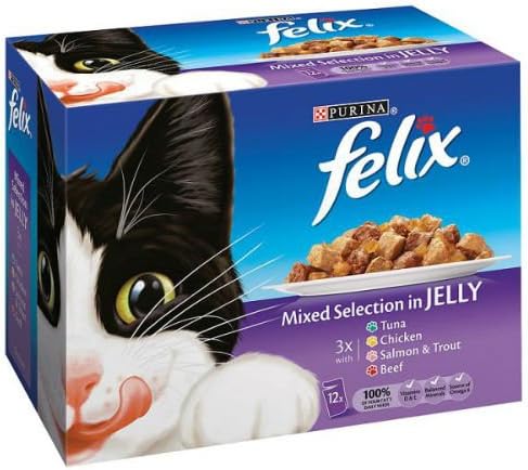 Felix Mixed Selection in Jelly 4 x 12 x 100g Pouches, 12 Count (Pack of 4)