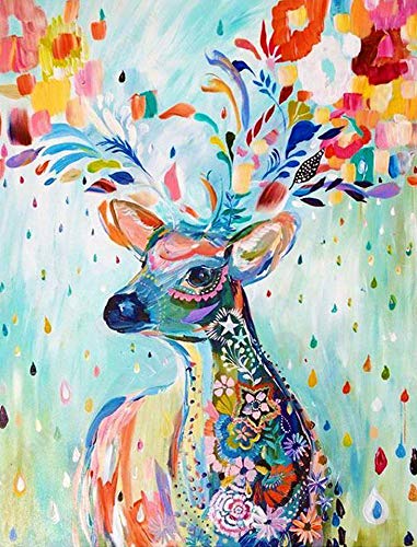 5D Diamond Painting Kits for Adults Kids DIY Diamond Painting Full Drill Cross Stitch Embroidery Pictures Kit Art Craft for Home Room Wall Decor Gift,Elk