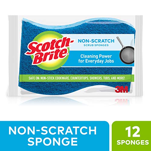 Scotch-Brite Non-Scratch Scrub Sponges, Cleaning Power for Everyday Jobs, Cleans Fast without Scratching, 12 Scrub Sponges