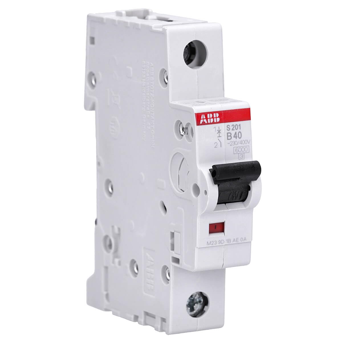 ABB 2CDS251001R0405 System Pro M Compact Miniature Circuit Breaker, Single Pole, Type B, 40 A Rated Current, 88 mm H x 17.5 mm W x 69 mm D