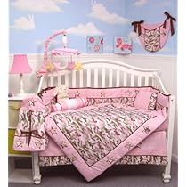 Unique Crib Bedding SOHO Pink Camo Baby Crib Nursery Bedding Set 13 pcs included Diaper Bag with Changing Pad & Bottle Case