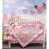 SOHO Pink Camo Baby Crib Nursery Bedding Set 13 pcs included Diaper Bag with Changing Pad & Bottle Case