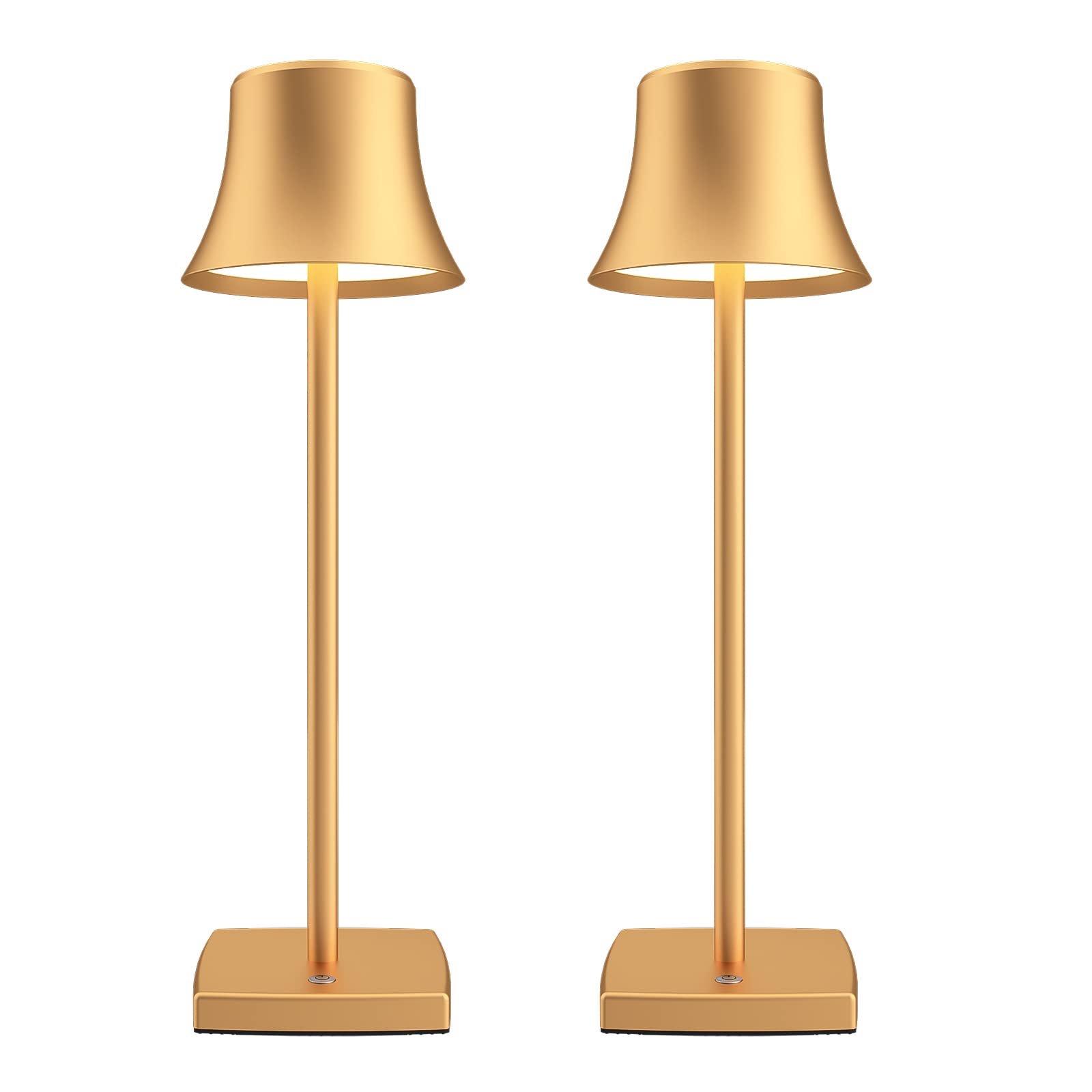 Photo 1 of 2 Pack LED Cordless Table Lamps Rechargeable,5000mAh Battery Operated Table Light,3 Color Stepless Dimming,Portable Small Desk Lamp in Aluminum for Party Patio Restaurant Indoor/Outdoor(Gold)