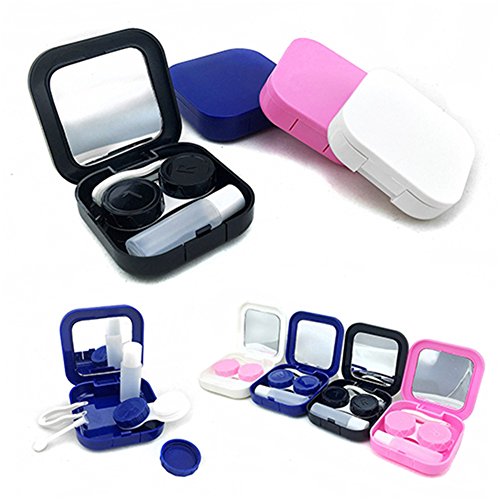 Potato001 Portable Contact Lens Case Container Travel Kit Set Storage Holder Mirror Box (Pink)