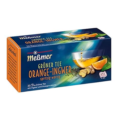 Messmer Green Tea Orange Ginger Gruner Tee Orange Ingwer 2 Packs 25 Tea Bags Iced Tea Lemonade Grocery Gourmet Food Amazon Com