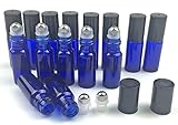 5ml Glass Roller Bottles-Set of 15 Roll Bottle With Metal Ball for Essential Oil,SYY8482; Aromatherapy,Perfumes and Lip Balms (Blue)