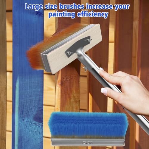 Deck Paint Brush With 55" Long Handle and 2 Pcs7.1"Paint Brush Heads,Decking Large Deck Stain Applicator for Walls,Woodfloors,Woodstains,Decking Paints,Decking Stains,Fence Wall Furniture