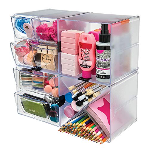 Deflecto Stackable Cube Organizer, Desk And Craft Organizer, 4 Drawers