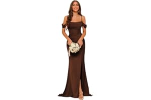 PUXIU Long Satin Bridesmaid Dresses with Silt for Women 2025 Formal Gowns Mermaid Prom Dress PU070