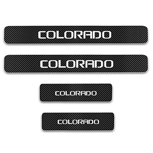 for Chevrolet Colorado Door Sill Protector Reflective 4D Carbon Fiber Sticker Door Entry Guard Door Sill Scuff Plate Stickers Auto Accessories 4Pcs White