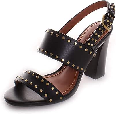 Amazon.com | Coach Rylie Heel Sandal Black Leather 9 | Sandals