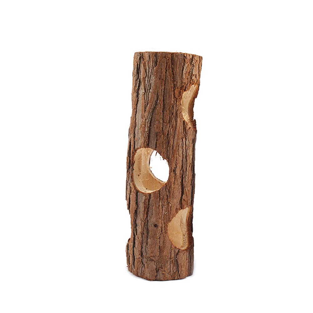 ANCLLO Hamster Tunnel Tube Natural Wooden Playing Hut Forest Hollow Tree Trunk Peep Hole Design for Squirrel Mice Chinchilla Chipmunk Small Animals