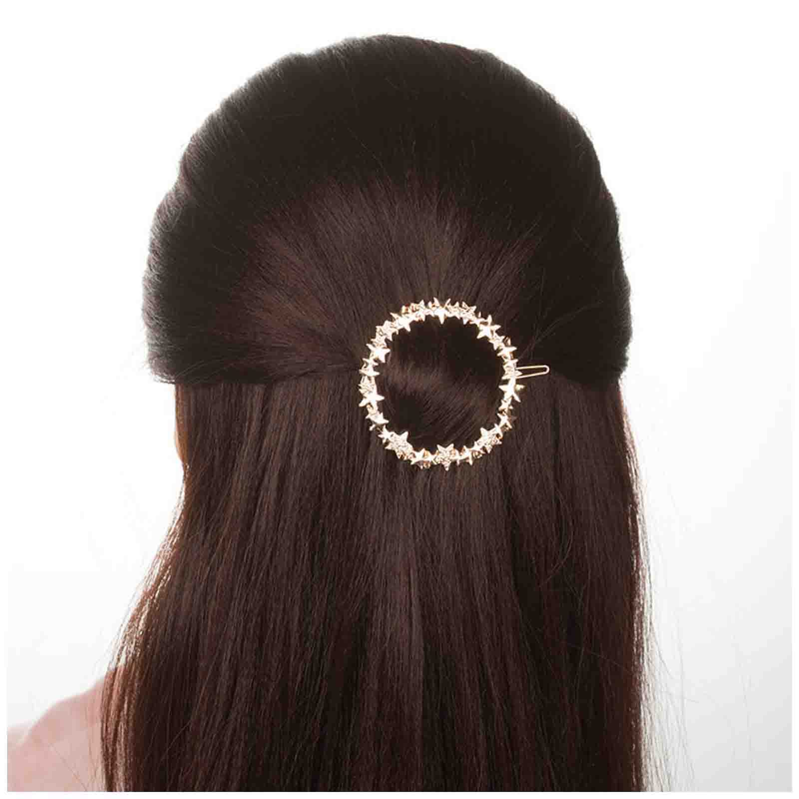 Cimenexe Bohemian Multi Star Hair Clip Circle Star Hair Barrette Gold Round Star Hair Pins Clips Metal Star Headwear Geometric Decorative Hair Accessories Jewelry for Women and Girls (Gold)