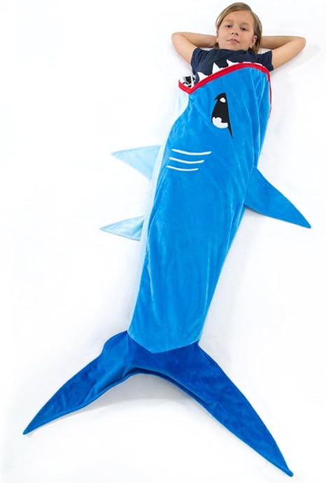Amazon Com Echolife Shark Tail Blanket Super Soft Minky Shark Sleeping Bag For Kids Age 3 12 Years Old Designed Blue Shark Home Kitchen