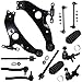 Detroit Axle - New 12pc Kit: Both (2) Front Lower Control Arms and (2) Lower Ball Joints and All (4) Inner and Outer Tie Rod Links w/ Rack Boots and (2) Sway Bar Links for [2004-2010 Toyota Sienna]