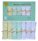 Baby Zelis Natural Bamboo Baby Towels with 7 Baby Bath Washcloths - 10-Inch -by-10-Inch