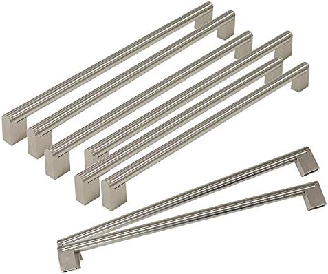 Gobrico Satin Nickel Boss Bar Cabinet Pulls Handles for Kitchen Drawer Furniture 12-3/5" Screws Spacing Satinless Steel Pack of 30