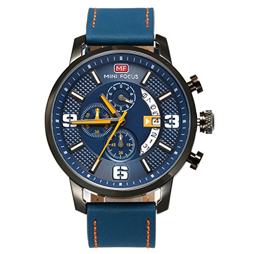 Men's Japan Quartz 3ATM Water Resistant Military Calendar Analog Watch with 3 Sub-Dials (Blue) Men's Japan Quartz 3ATM Water Resistant Military Calendar Analog Watch with 3 Sub-Dials (Blue)