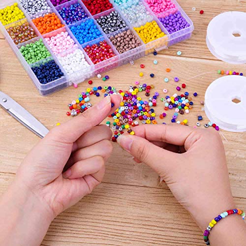 image for Pony Seed Beads, Shynek 7200 Pcs Friendship Bracelet Beads 4mm Small R