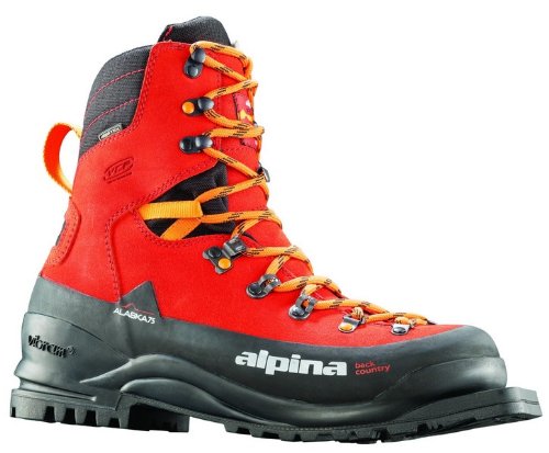 Alpina Sports Alaska 75 Leather 3 Pin 75 mm Backcountry Cross Country Nordic Ski Boots, Euro 43, Red/Black