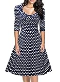 Miusol Women's Retro 1920'S V Neck Polka Dot Half Sleeve Evening Party Swing Dress