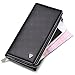 William POLO Men's Genuine Soft Cow Leather Long Purse Mens Wallet Money Clip