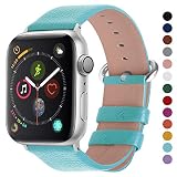 Fullmosa Compatible Apple Watch Band 42mm 44mm 40mm 38mm Calf Leather Compatible iWatch Band/Strap Compatible Apple Watch Series 5 Series 4 Series 3 Series 2 Series 1, 44mm 42mm Sky Blue